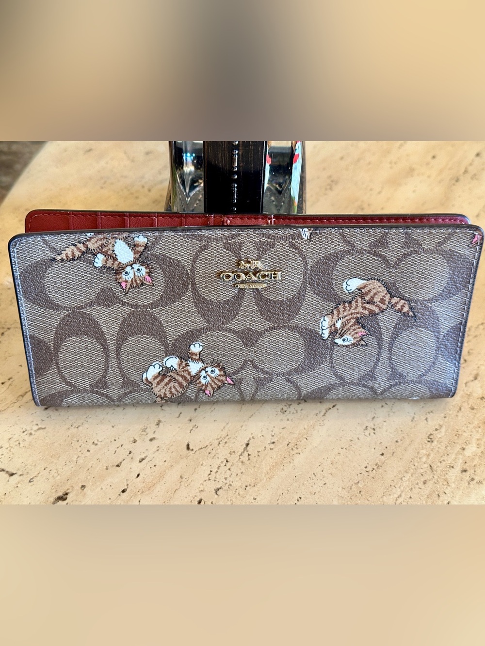 🔥ON SALE! 🆕 Coach Signature Cats Dancing Kitten Coated Canvas Wallet - Picture 2 of 14